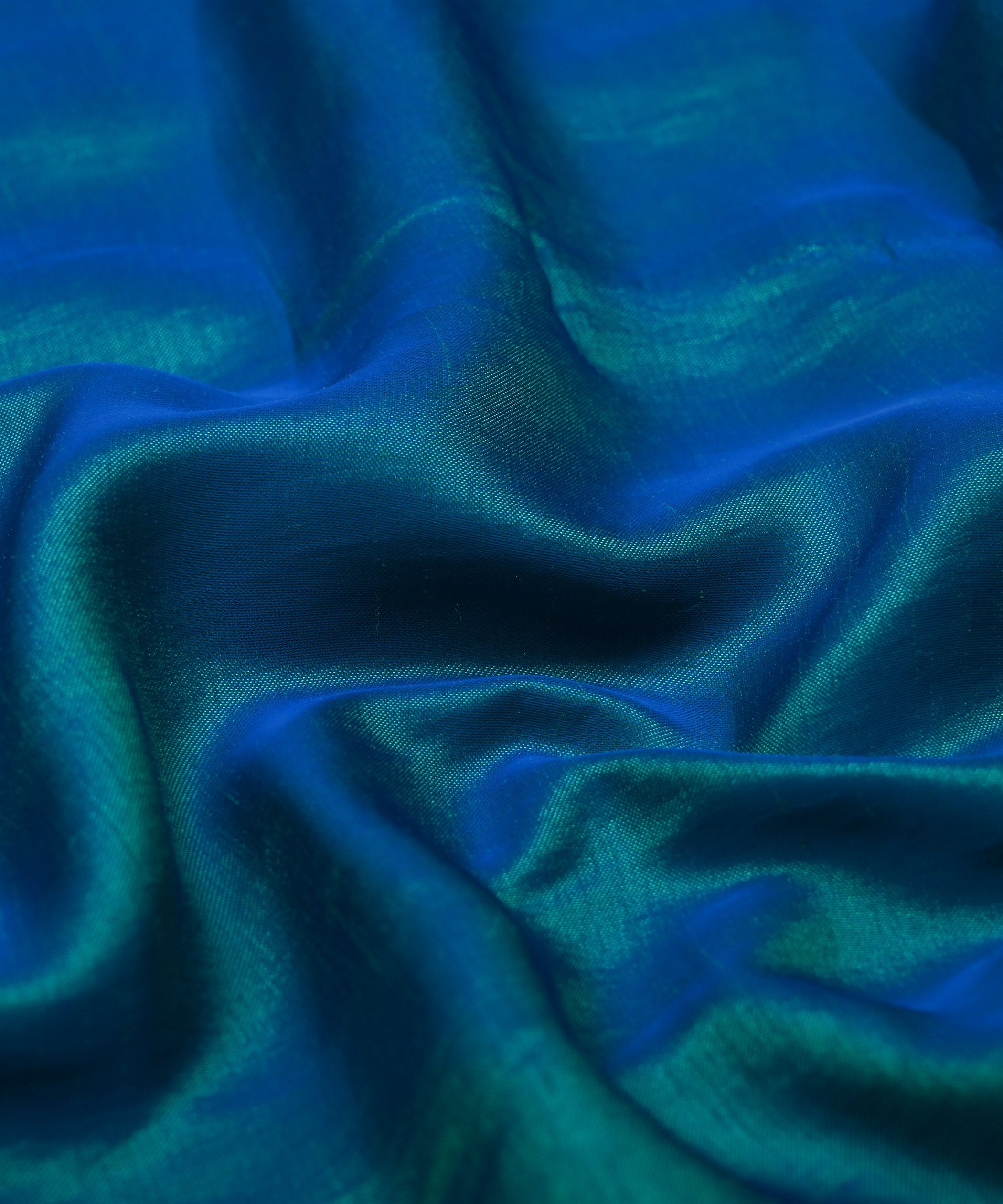 Dark Teal Plain Dyed Two Tone Satin Silk Fabric