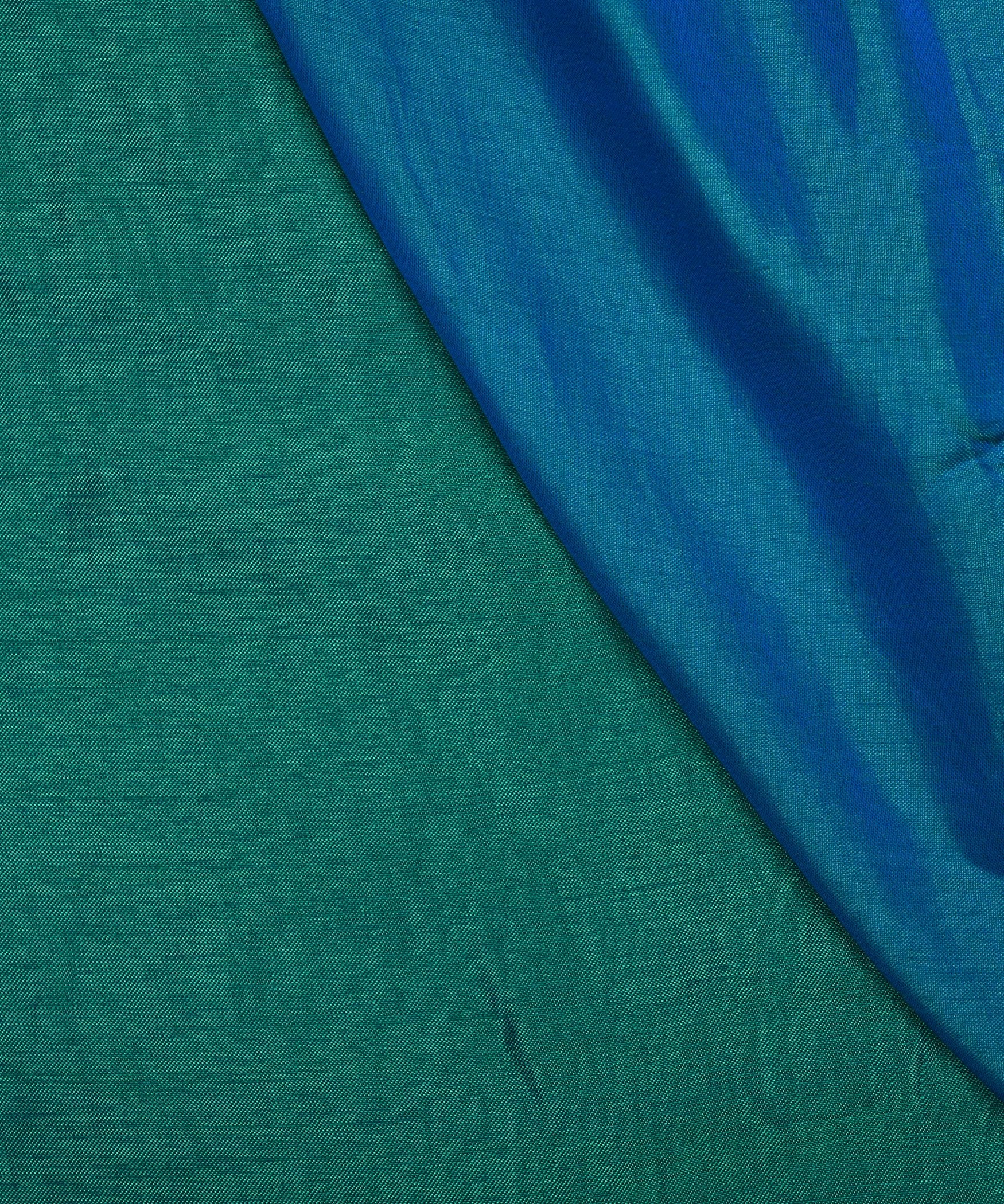 Dark Teal Plain Dyed Two Tone Satin Silk Fabric