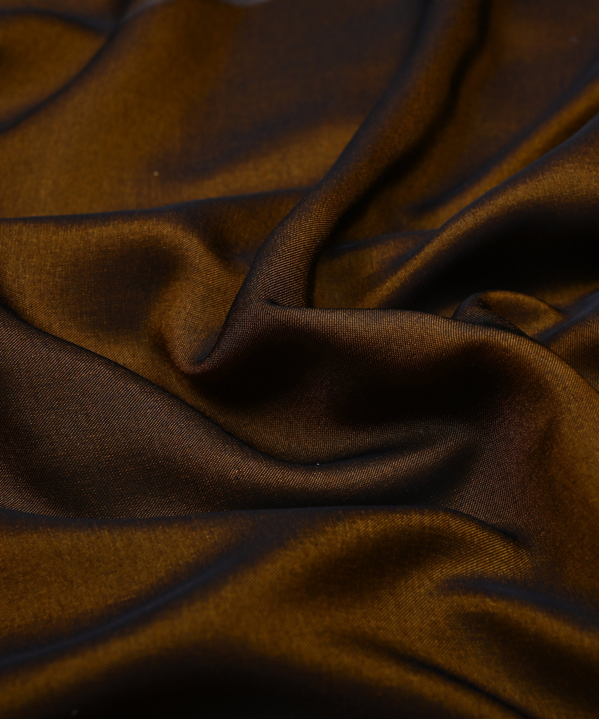 Dusty Mustard Yellow Plain Dyed Two Tone Satin Silk Fabric