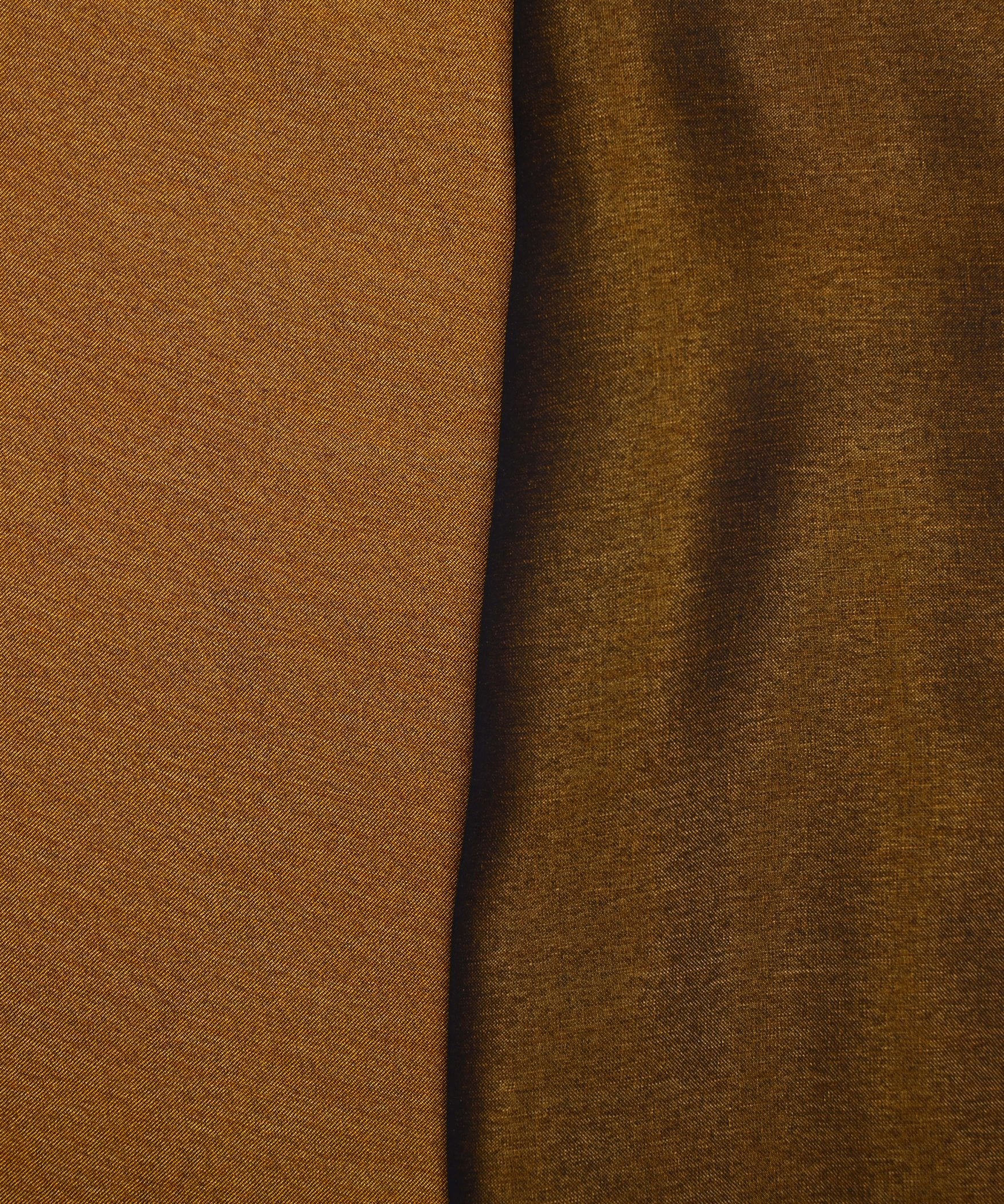 Dusty Mustard Yellow Plain Dyed Two Tone Satin Silk Fabric