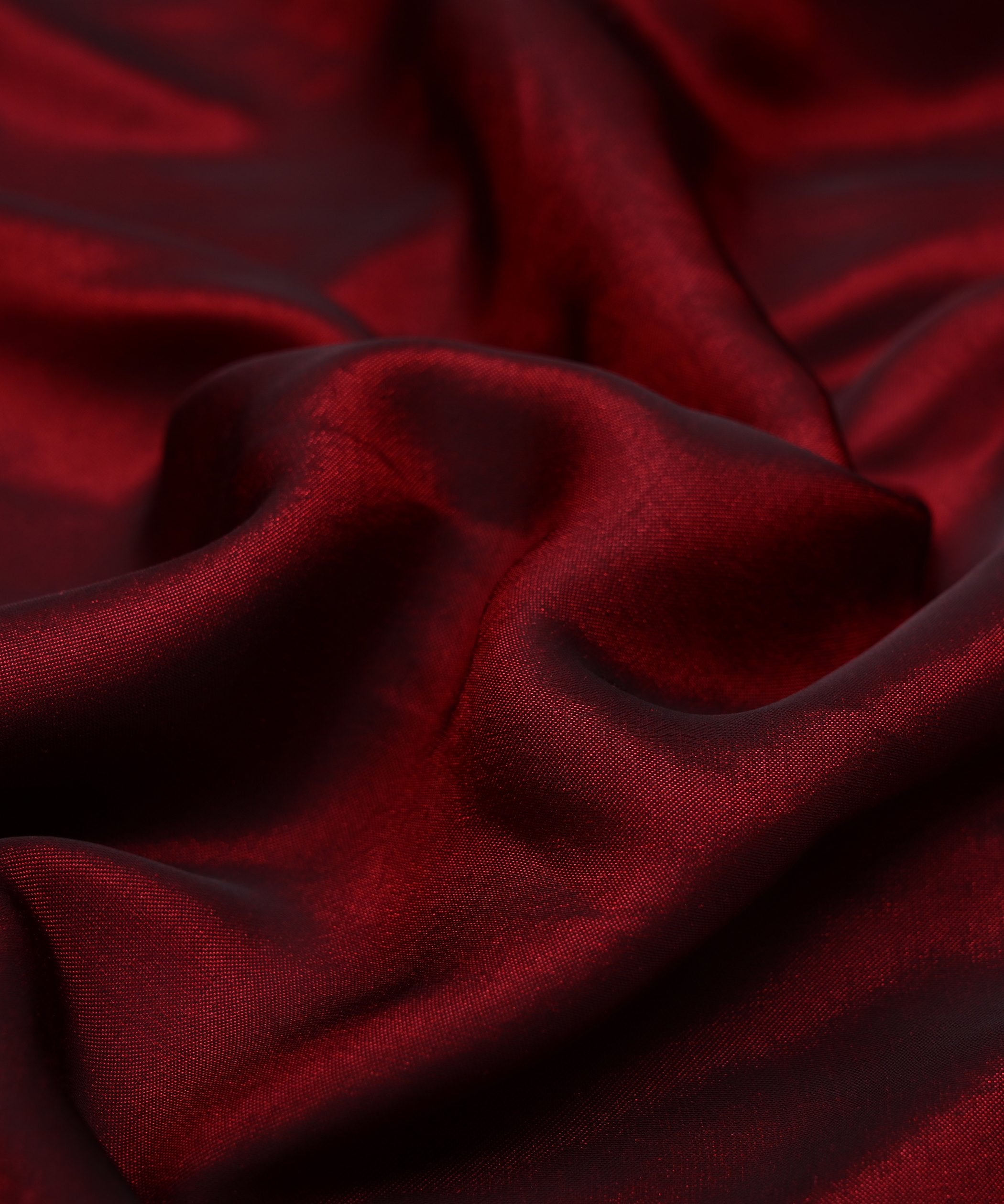 Maroon Plain Dyed Two Tone Satin Silk Fabric