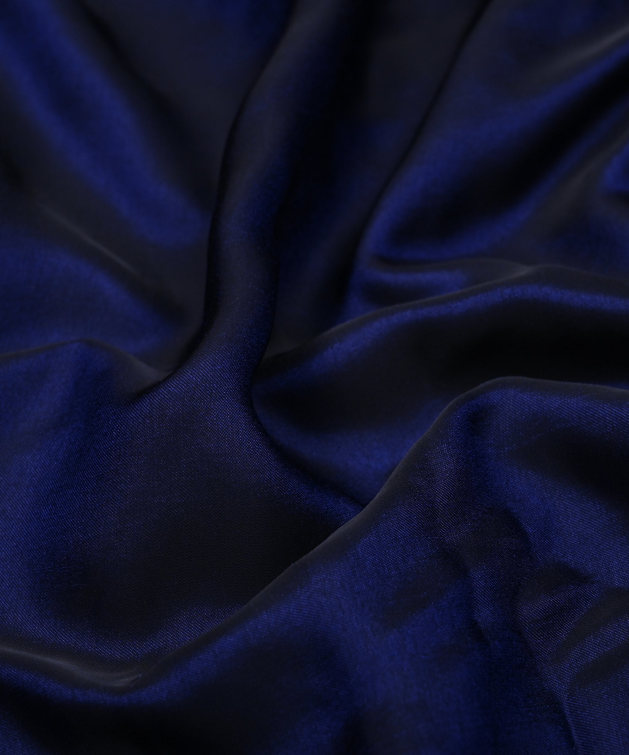 Navy Blue Plain Dyed Two Tone Satin Silk Fabric