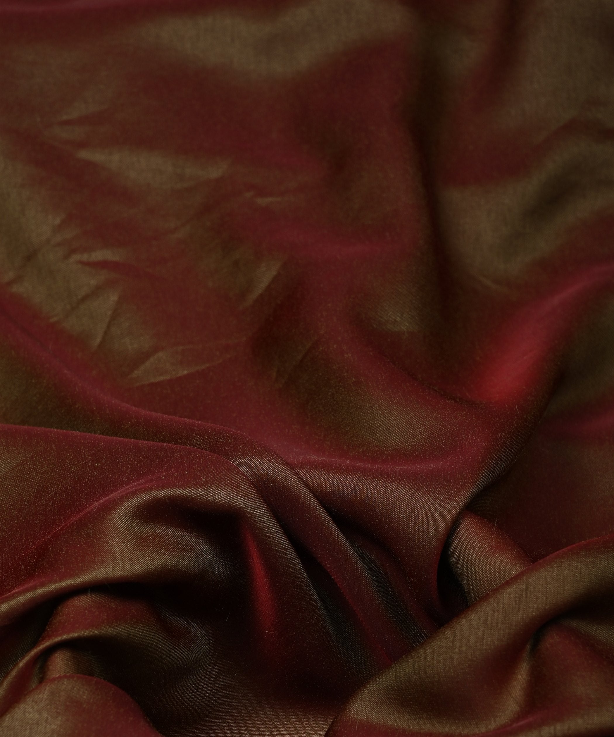 Olive Green Plain Dyed Two Tone Satin Silk Fabric