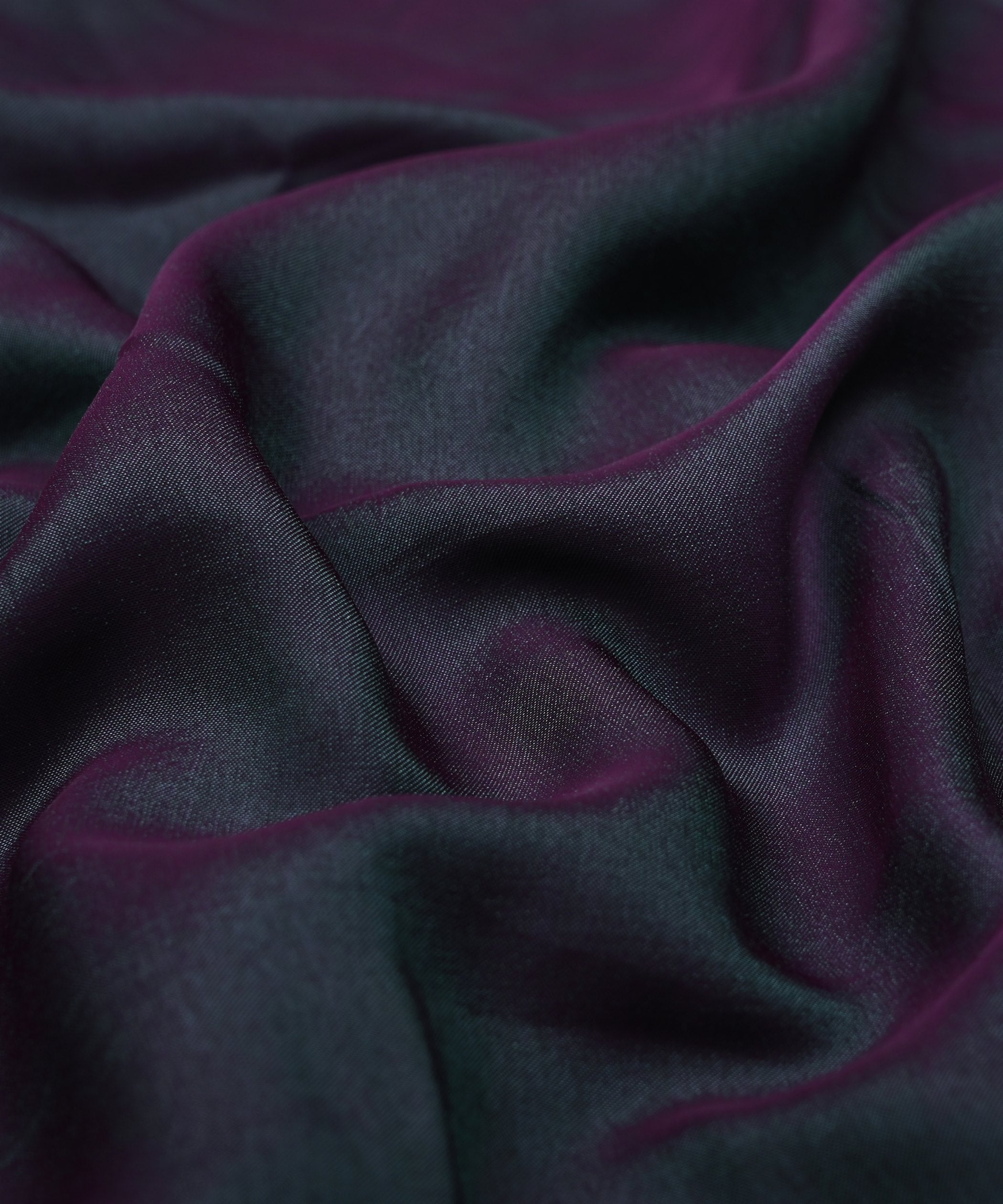 Pine Green Plain Dyed Two Tone Satin Silk Fabric