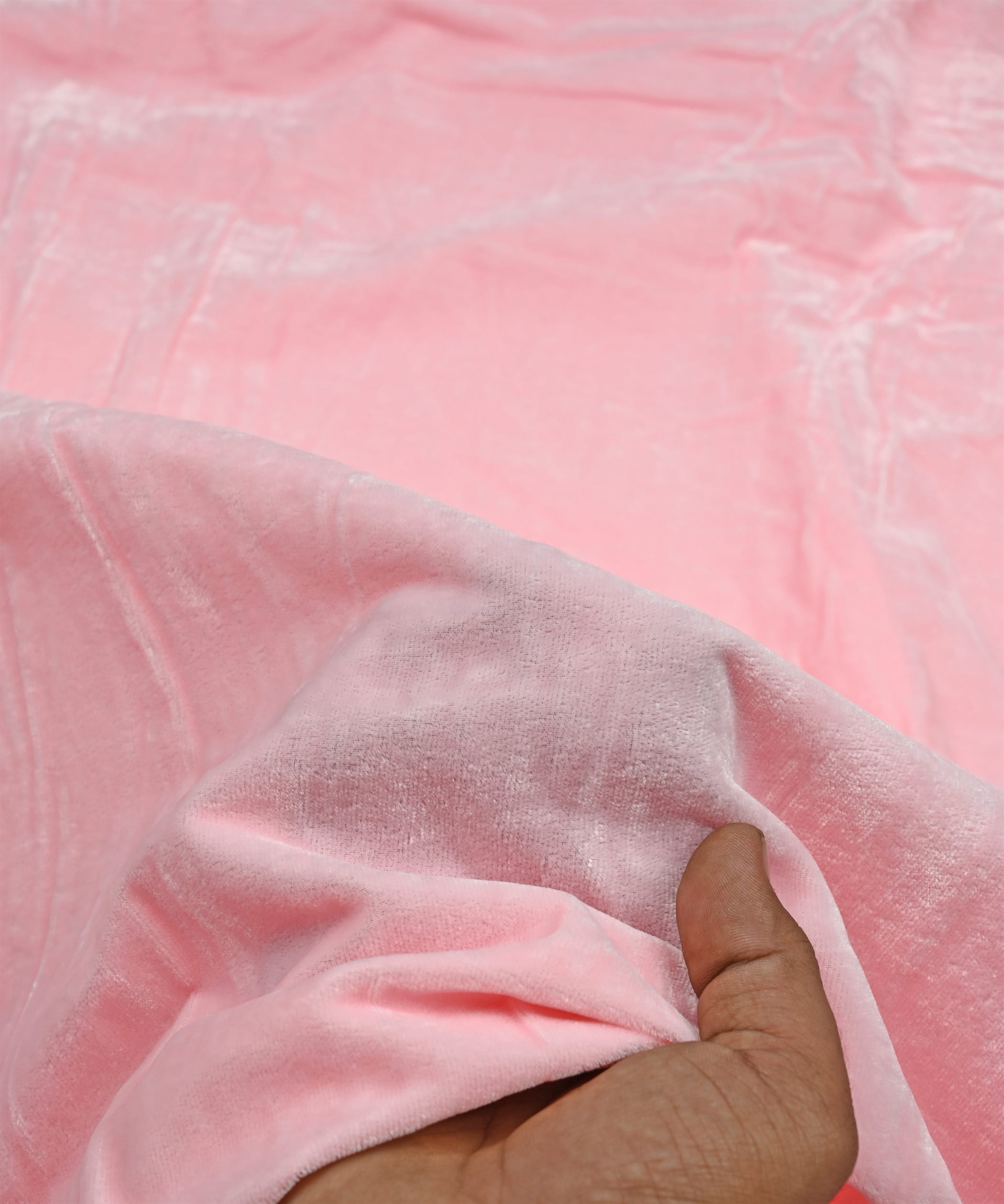 Baby Pink Plain Dyed Velvet Fabric