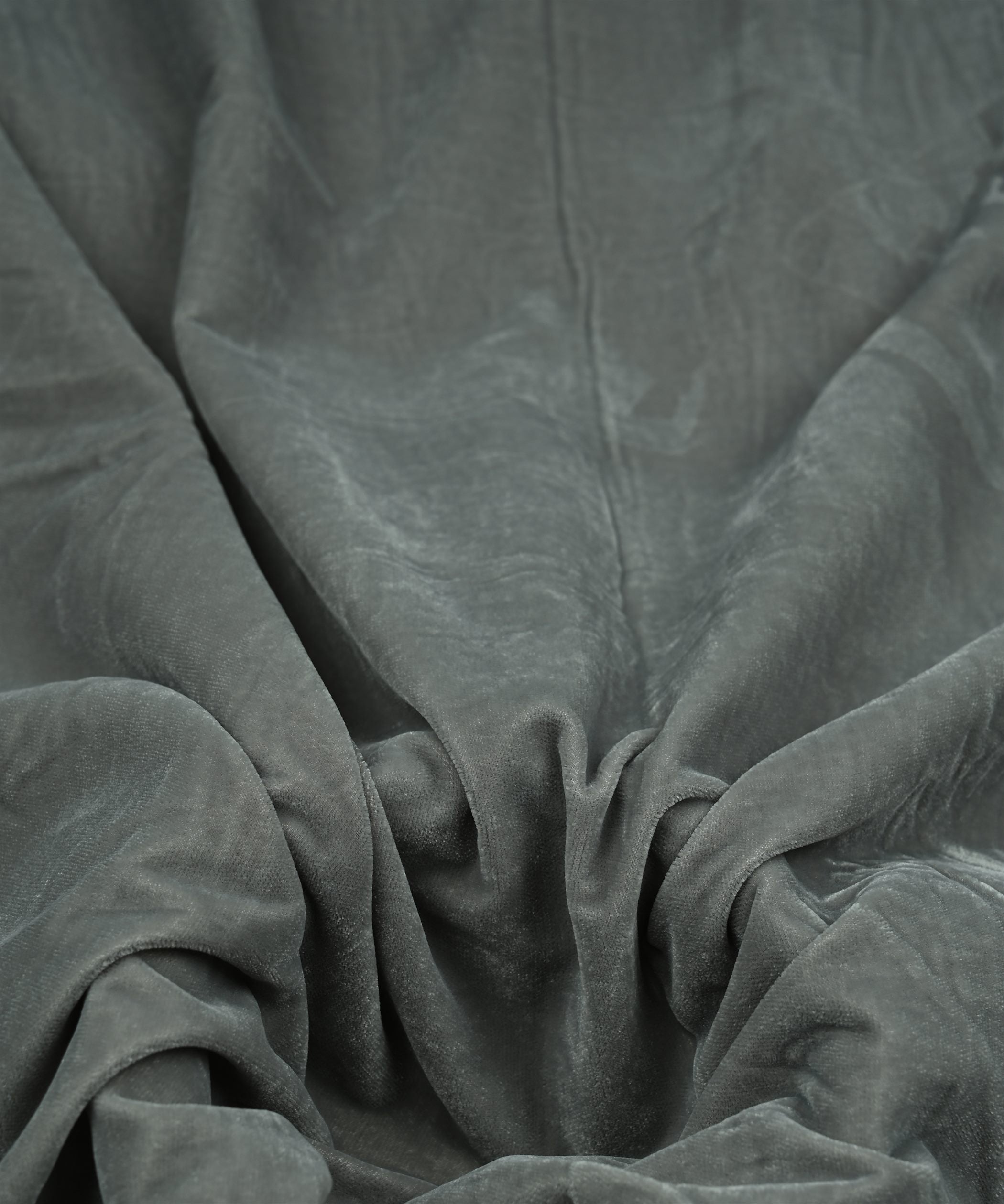 Grey Plain Dyed Velvet Fabric