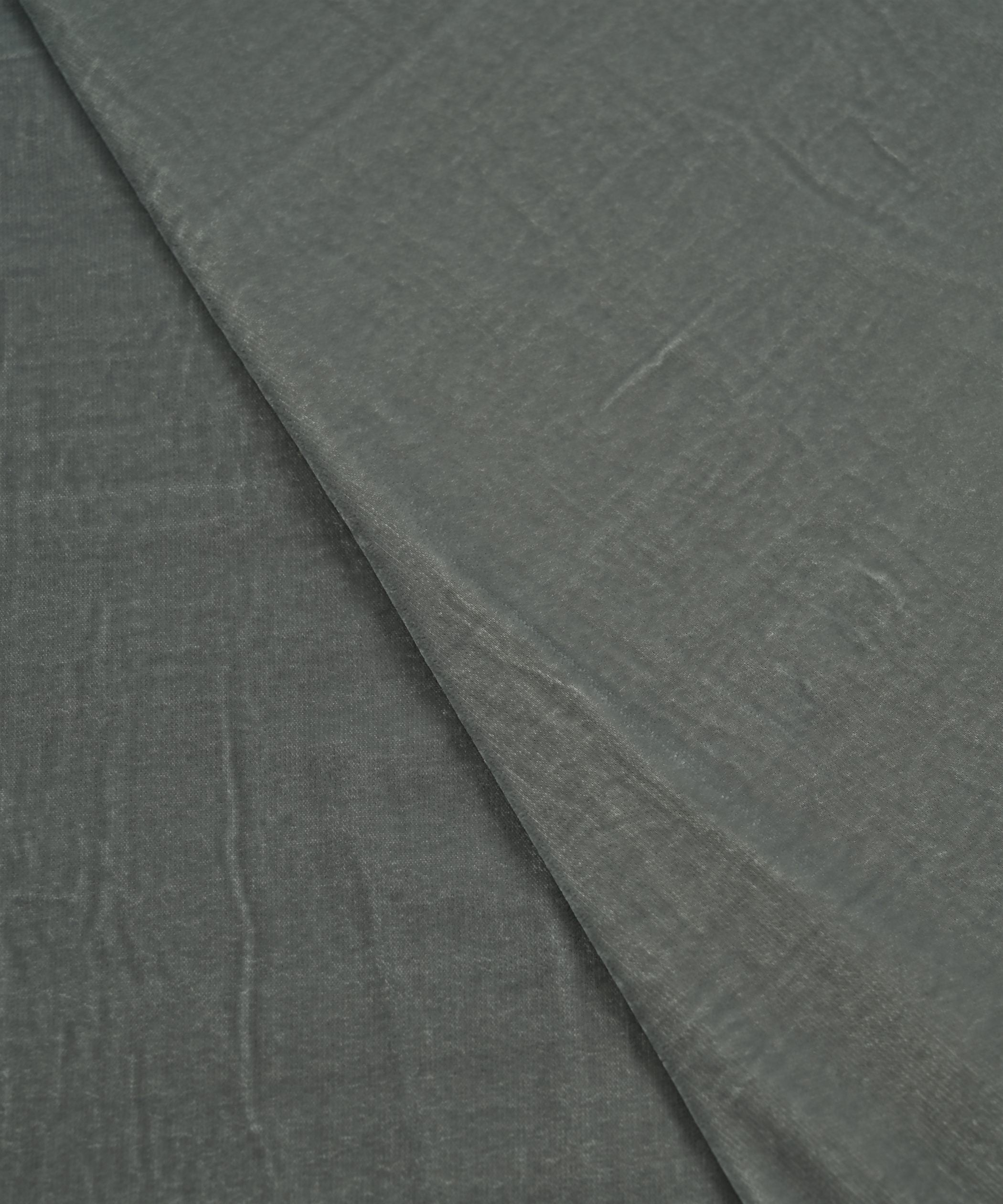 Grey Plain Dyed Velvet Fabric