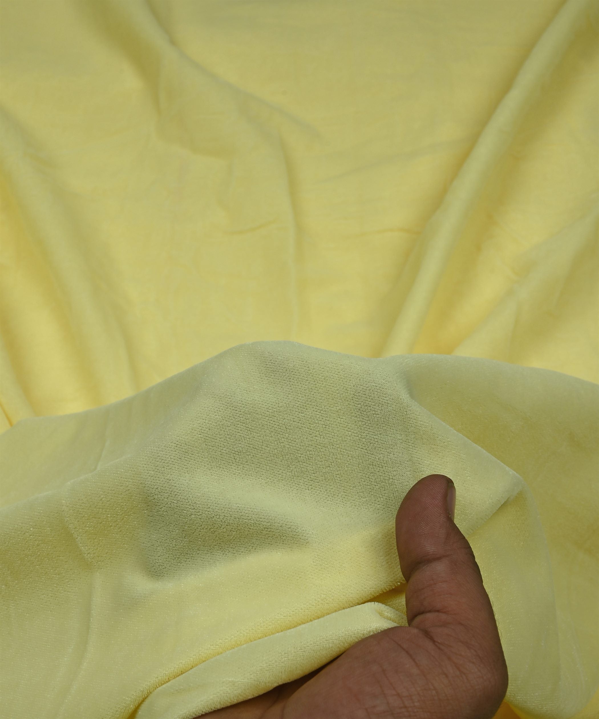 Lime Yellow Plain Dyed Velvet Fabric