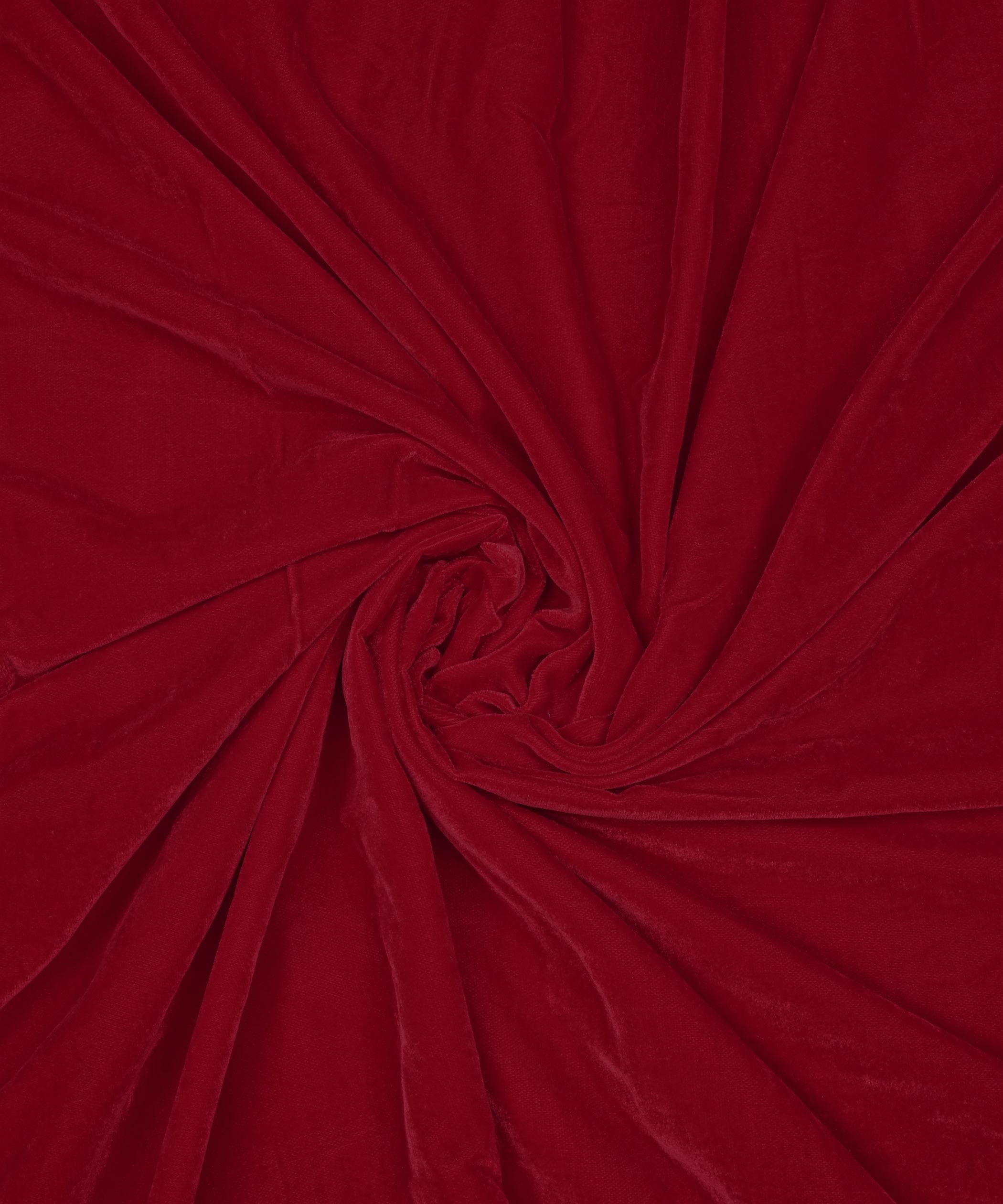 Maroon Plain Dyed Velvet Fabric