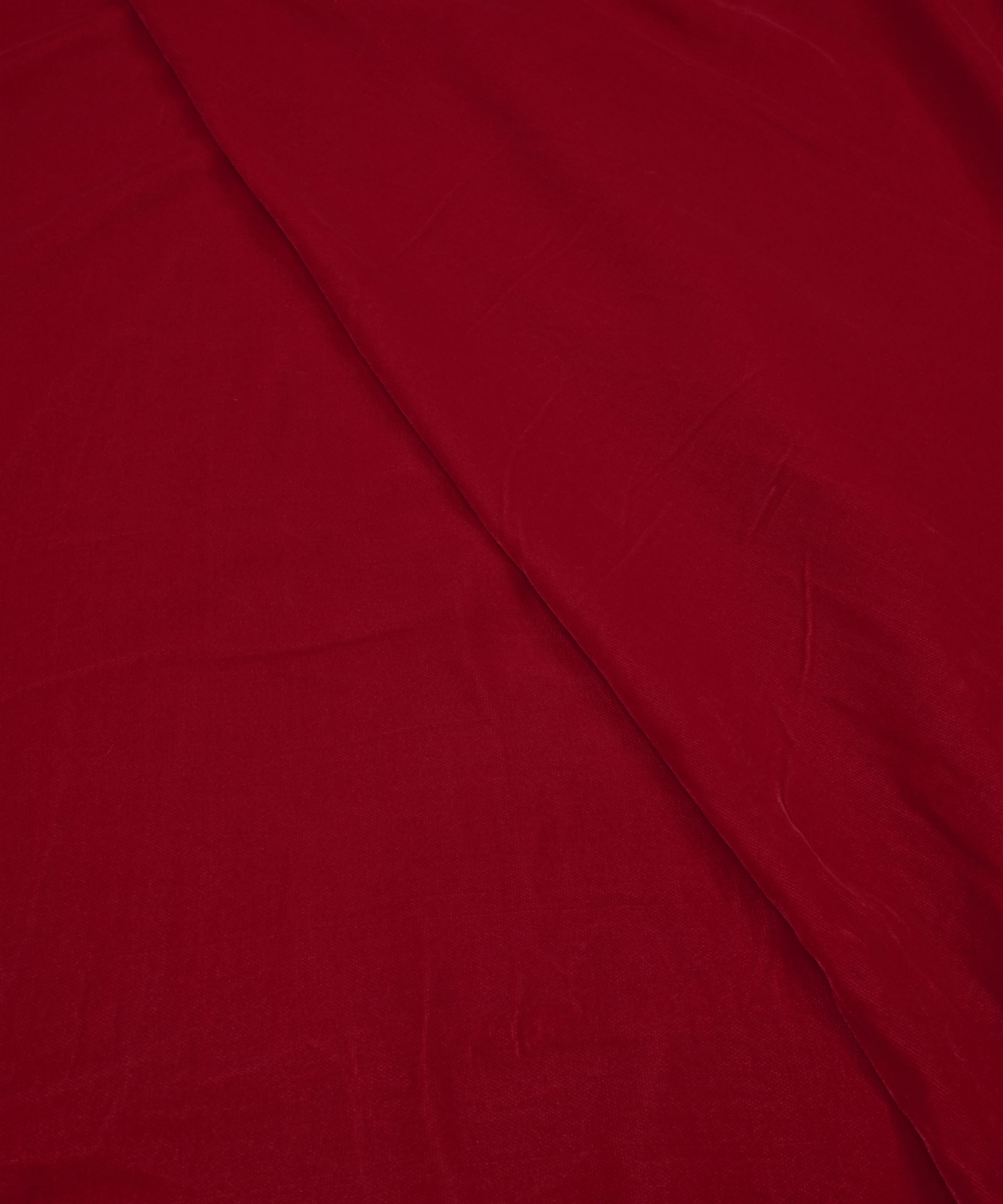 Maroon Plain Dyed Velvet Fabric