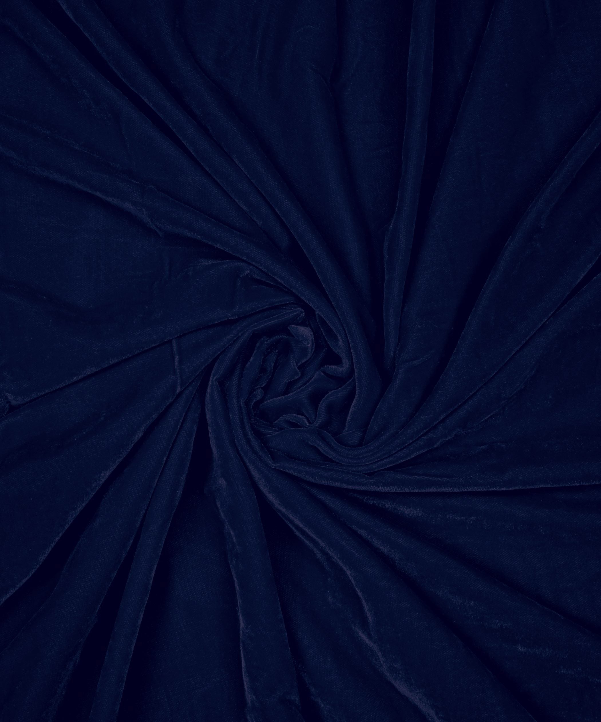 Navy Blue Plain Dyed Velvet Fabric