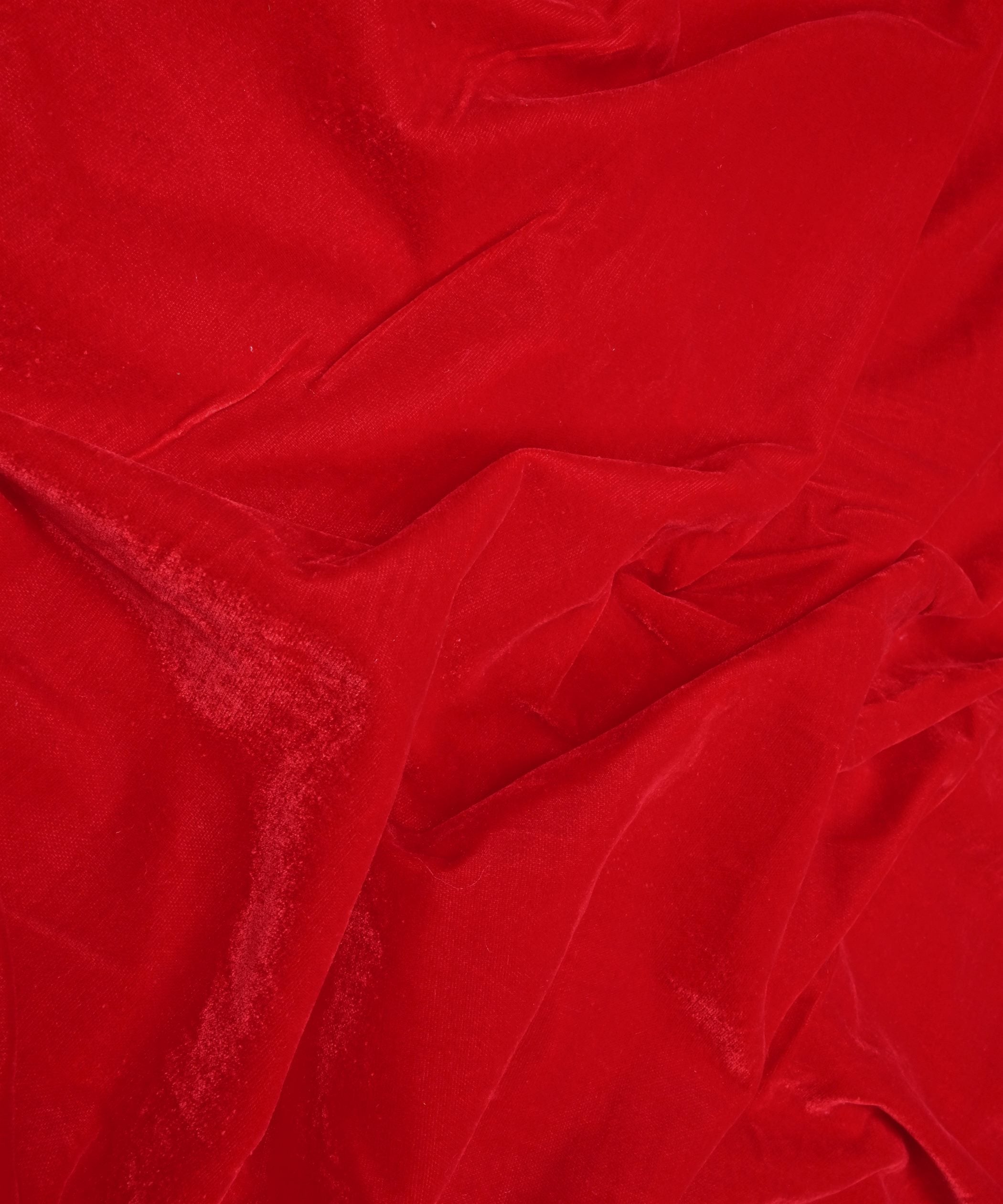 Red Plain Dyed Velvet Fabric