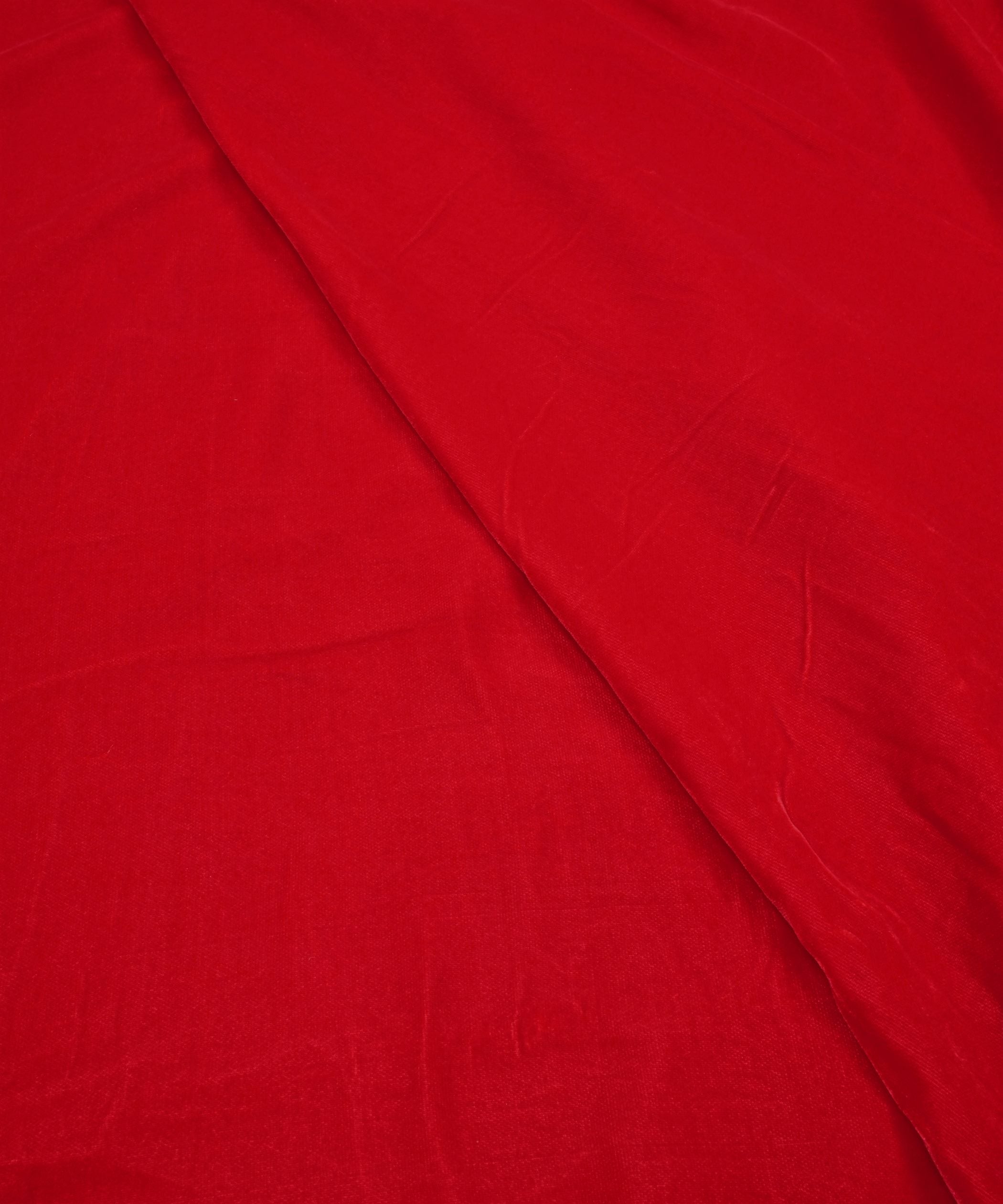 Red Plain Dyed Velvet Fabric