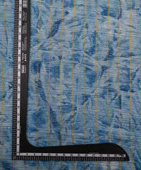 Blue Weightless Fabric with Shibori and Golden Stripes