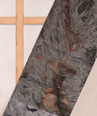 Dark Green Weightless Fabric with Shibori and Satin Border
