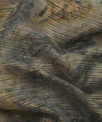 Olive Green Weightless Fabric with Shibori and Satin Border