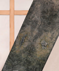 Olive Green Weightless Fabric with Shibori and Satin Border