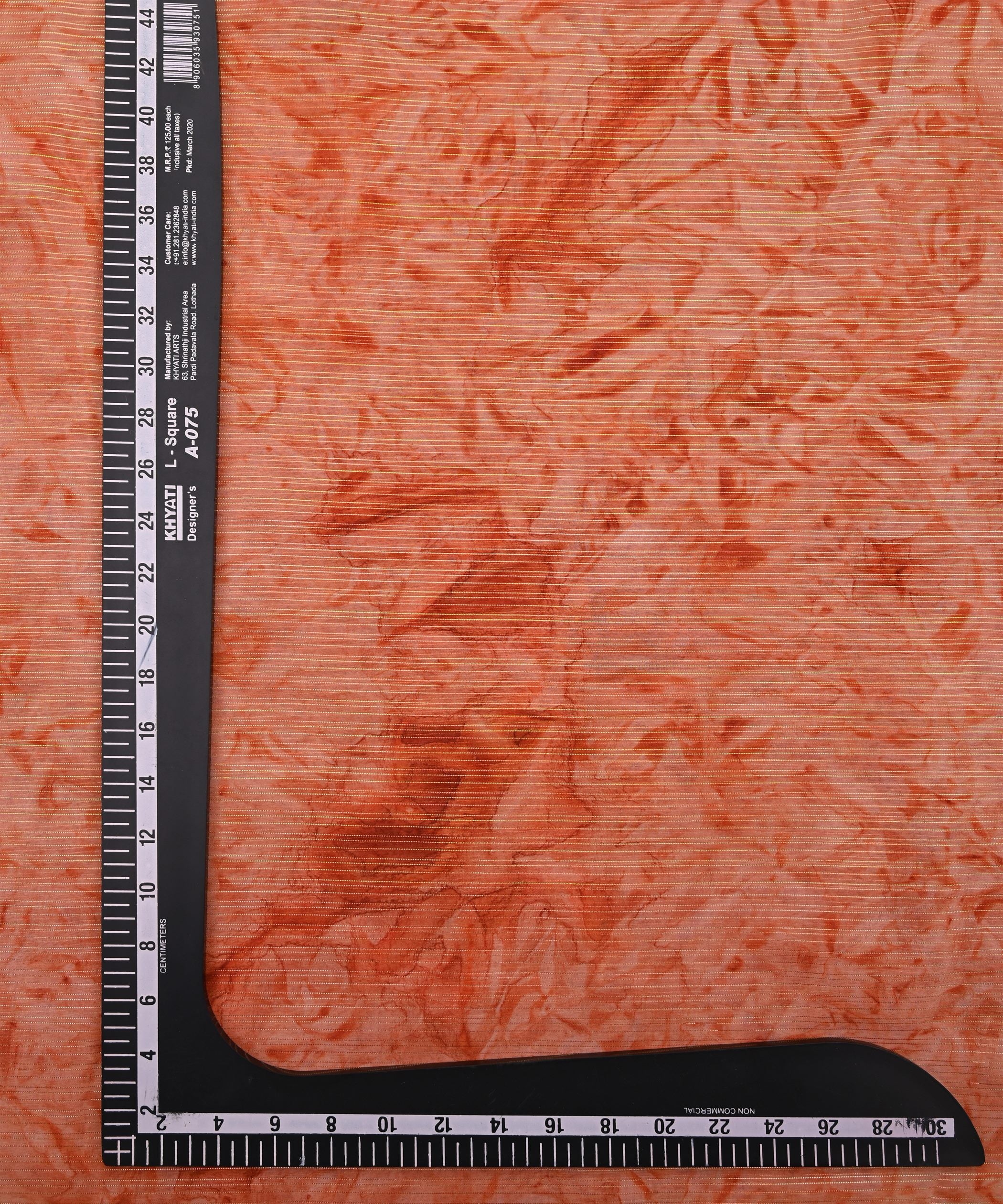 Orange Weightless Fabric with Shibori and Satin Border
