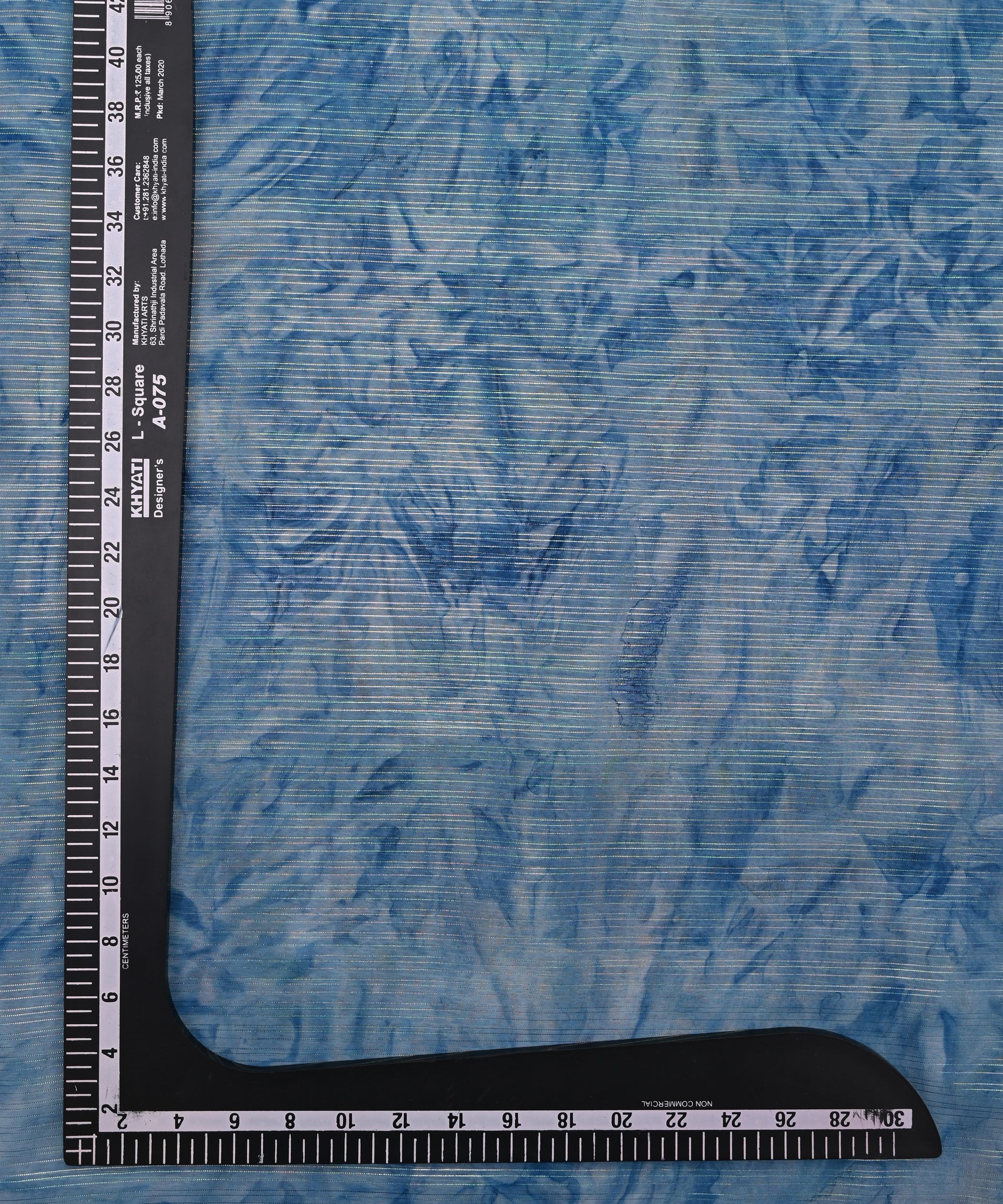 Sky Blue Weightless Fabric with Shibori and Satin Border