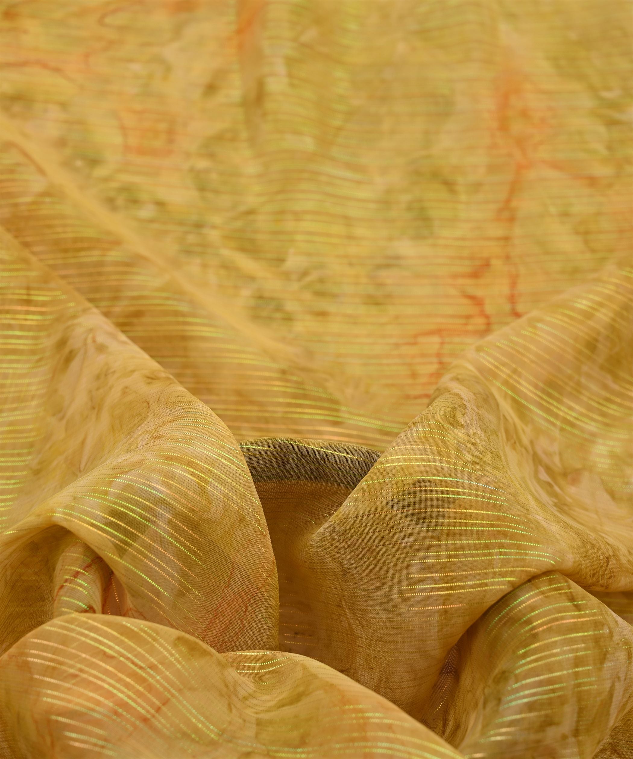 Yellow Weightless Fabric with Shibori and Satin Border