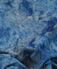 Navy Blue Weightless Fabric with Shibori and Thread Lines