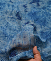 Navy Blue Weightless Fabric with Shibori and Thread Lines