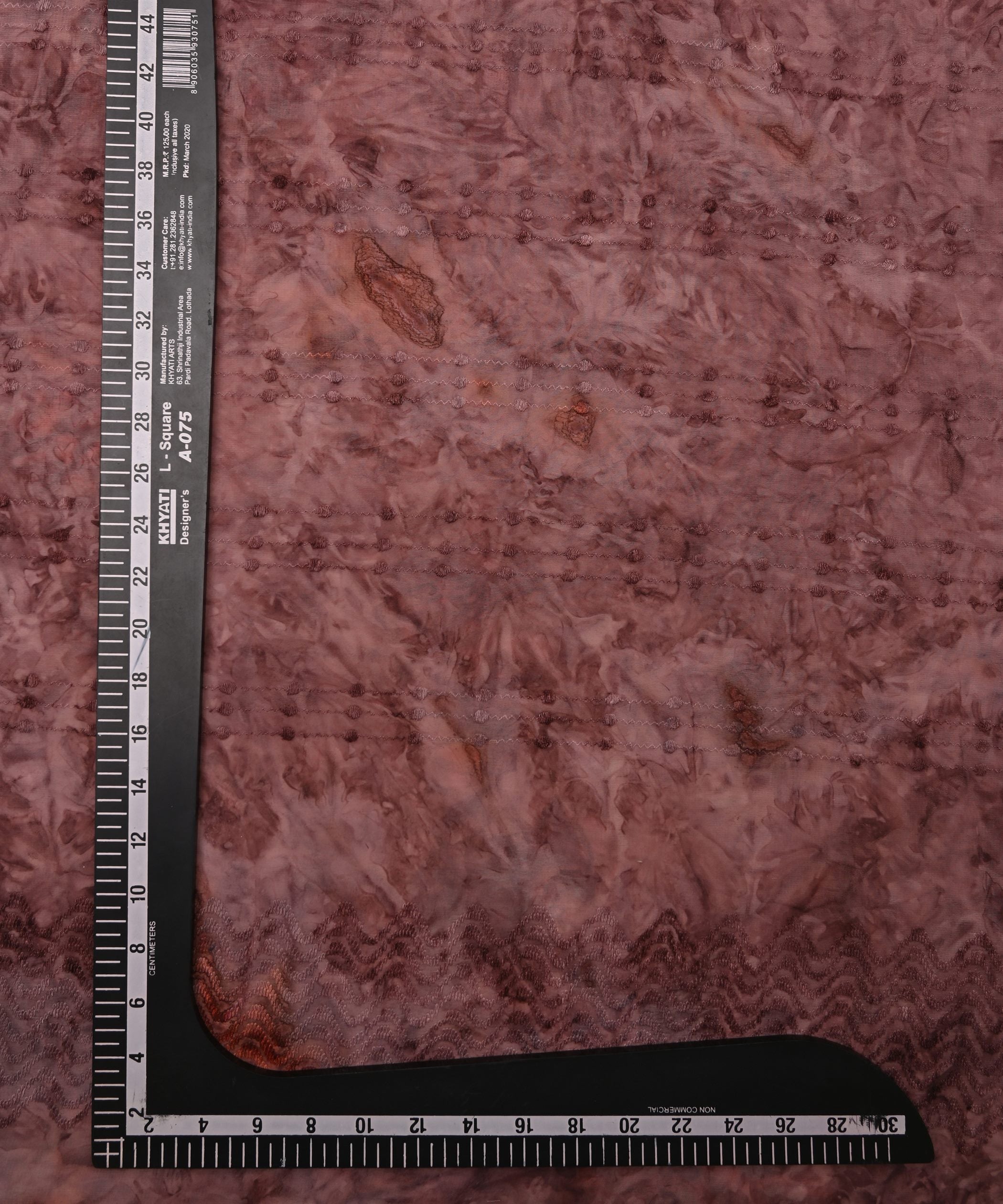 Onion Pink Weightless Fabric with Shibori and Thread Lines