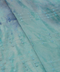 Blue Tie and Dye Weightless Fabric with Thread Lines