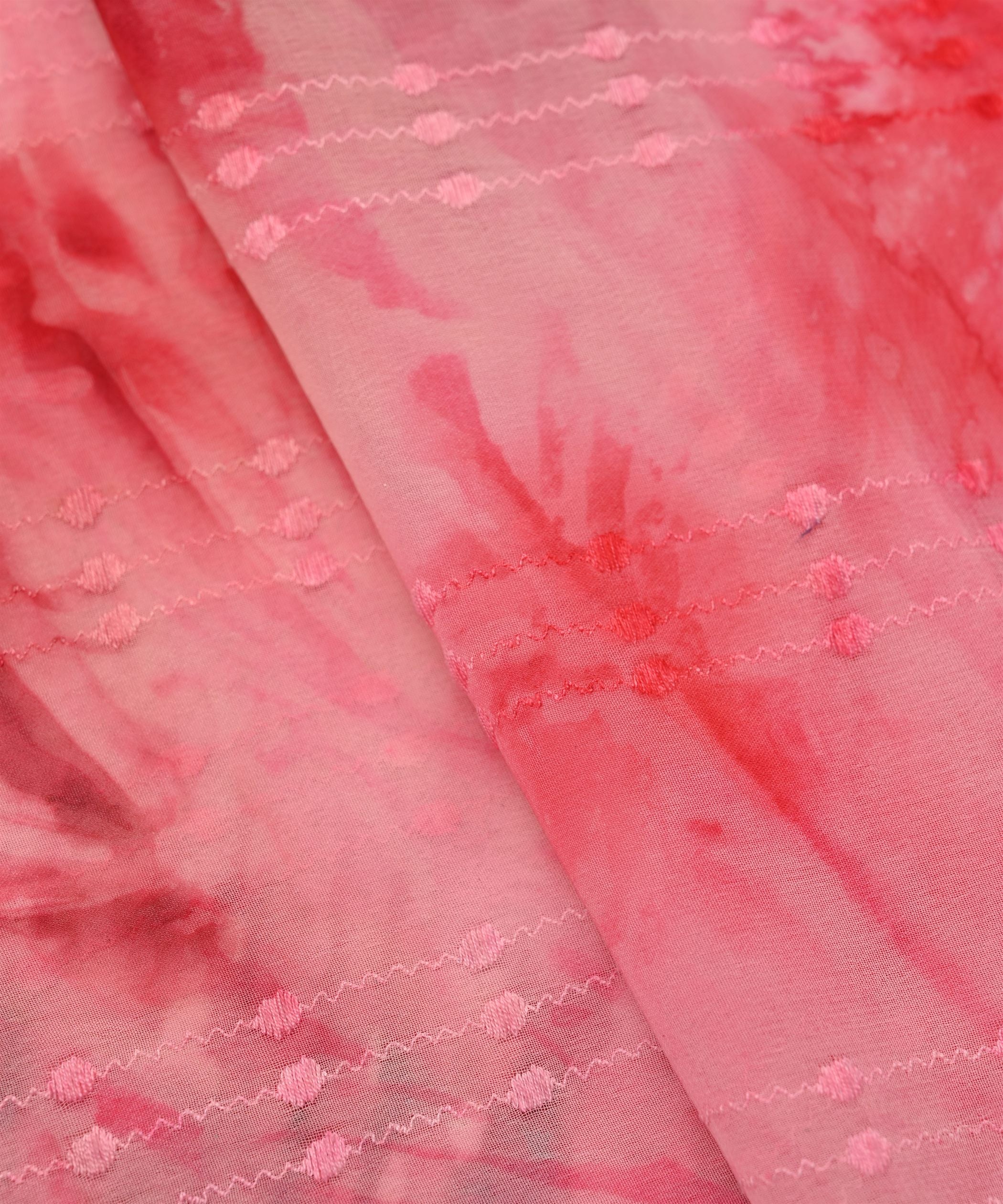 Hot Pink Tie and Dye Weightless Fabric with Thread Lines
