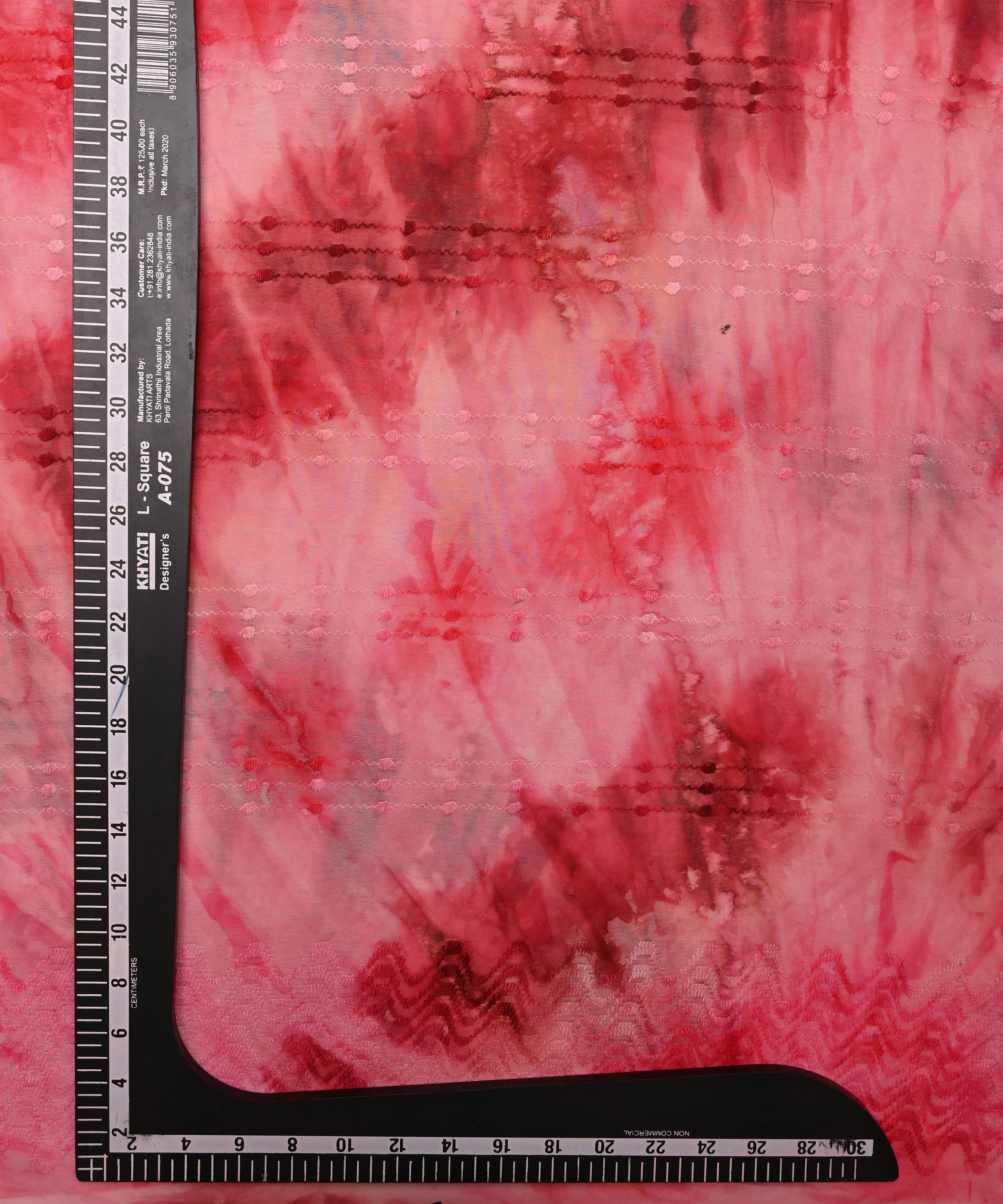 Hot Pink Tie and Dye Weightless Fabric with Thread Lines
