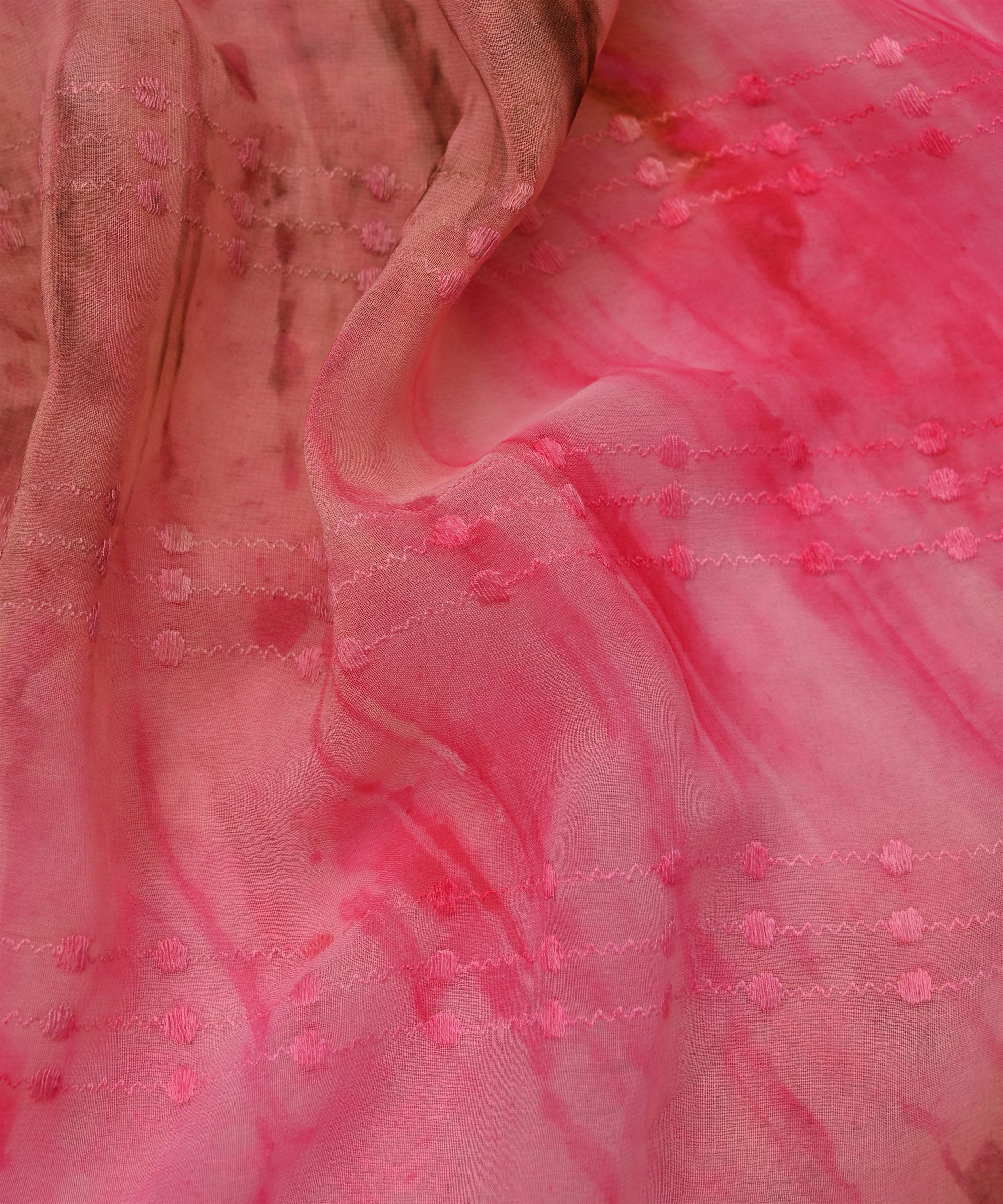 Pink Tie and Dye Weightless Fabric with Thread Lines