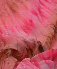 Pink Tie and Dye Weightless Fabric with Thread Lines
