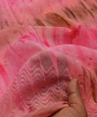 Pink Tie and Dye Weightless Fabric with Thread Lines