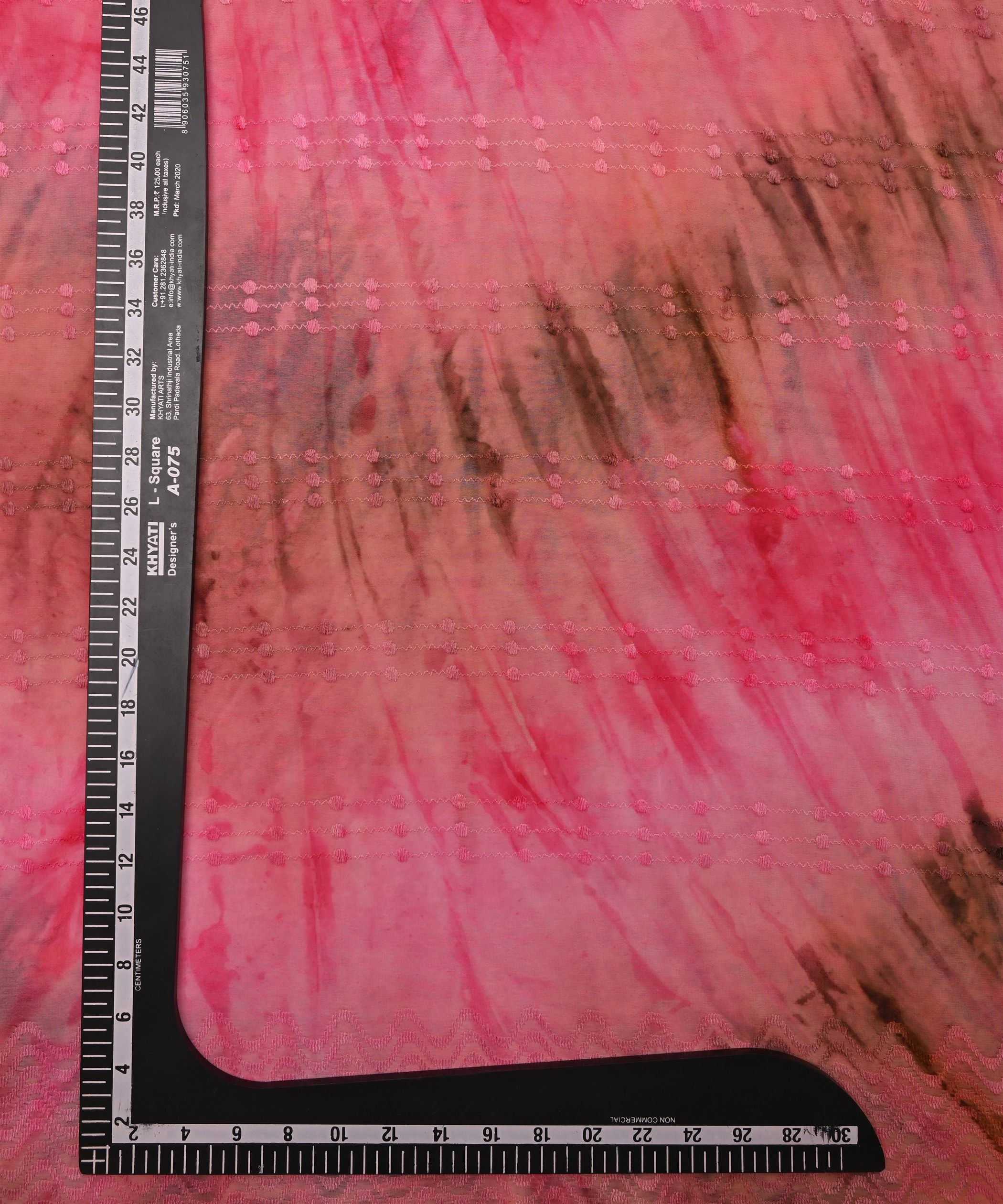 Pink Tie and Dye Weightless Fabric with Thread Lines