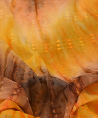 Yellow Tie and Dye Weightless Fabric with Thread Lines