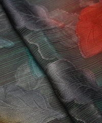 Grey Weightless Fabric with Leaf Zari Patch