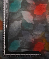 Grey Weightless Fabric with Leaf Zari Patch