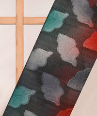 Grey Weightless Fabric with Leaf Zari Patch