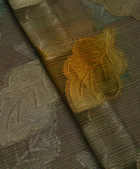 Oil Green Weightless Fabric with Leaf Zari Patch