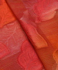 Red Weightless Fabric with Leaf Zari Patch