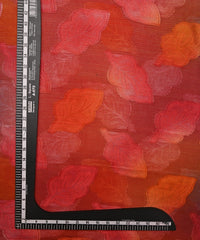 Red Weightless Fabric with Leaf Zari Patch
