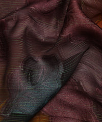 Wine Weightless Fabric with Leaf Zari Patch