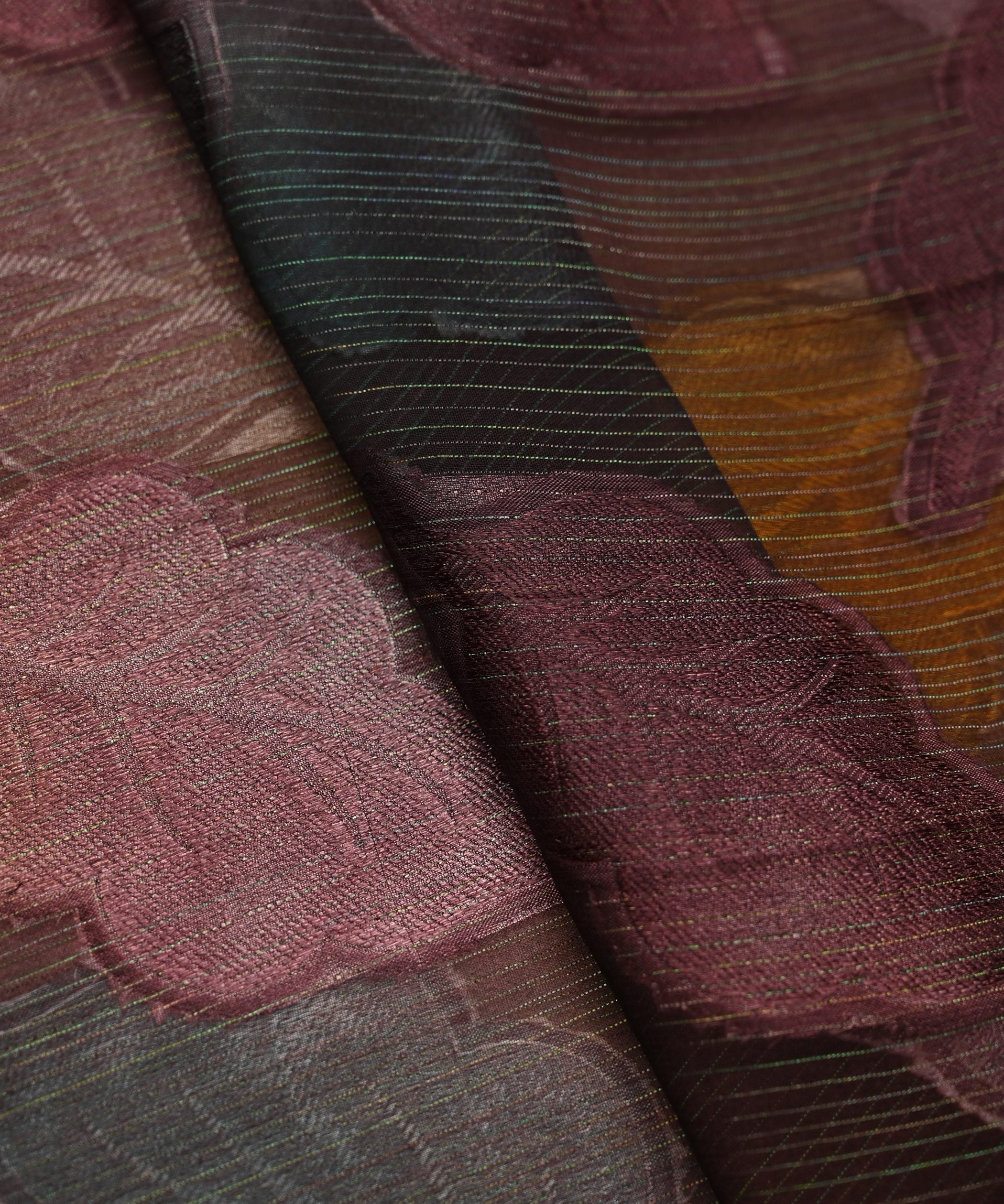 Wine Weightless Fabric with Leaf Zari Patch