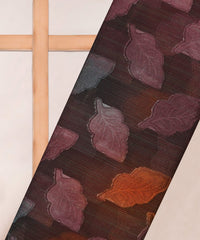 Wine Weightless Fabric with Leaf Zari Patch