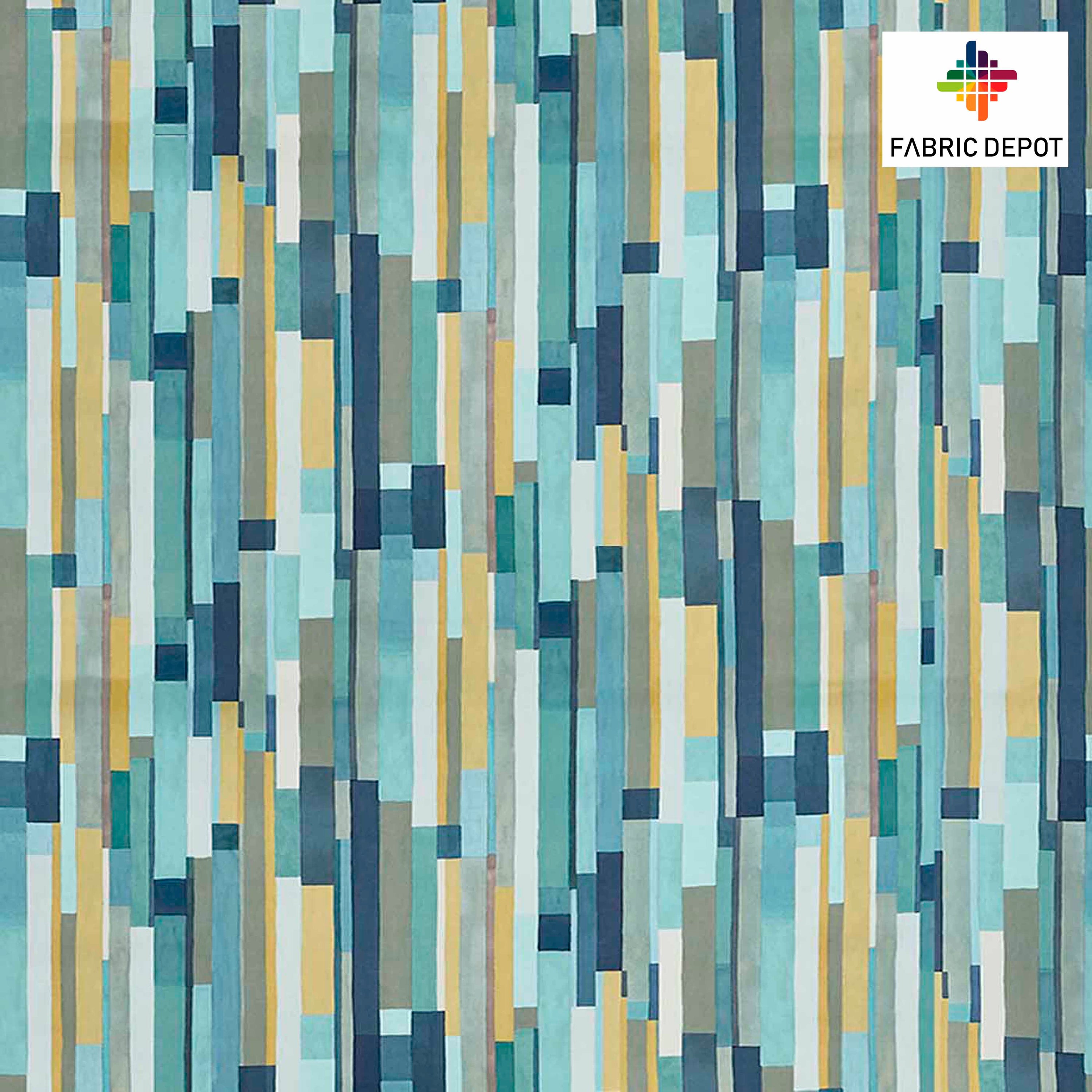 Yellow Blue Shaded Abstract Stripes Print