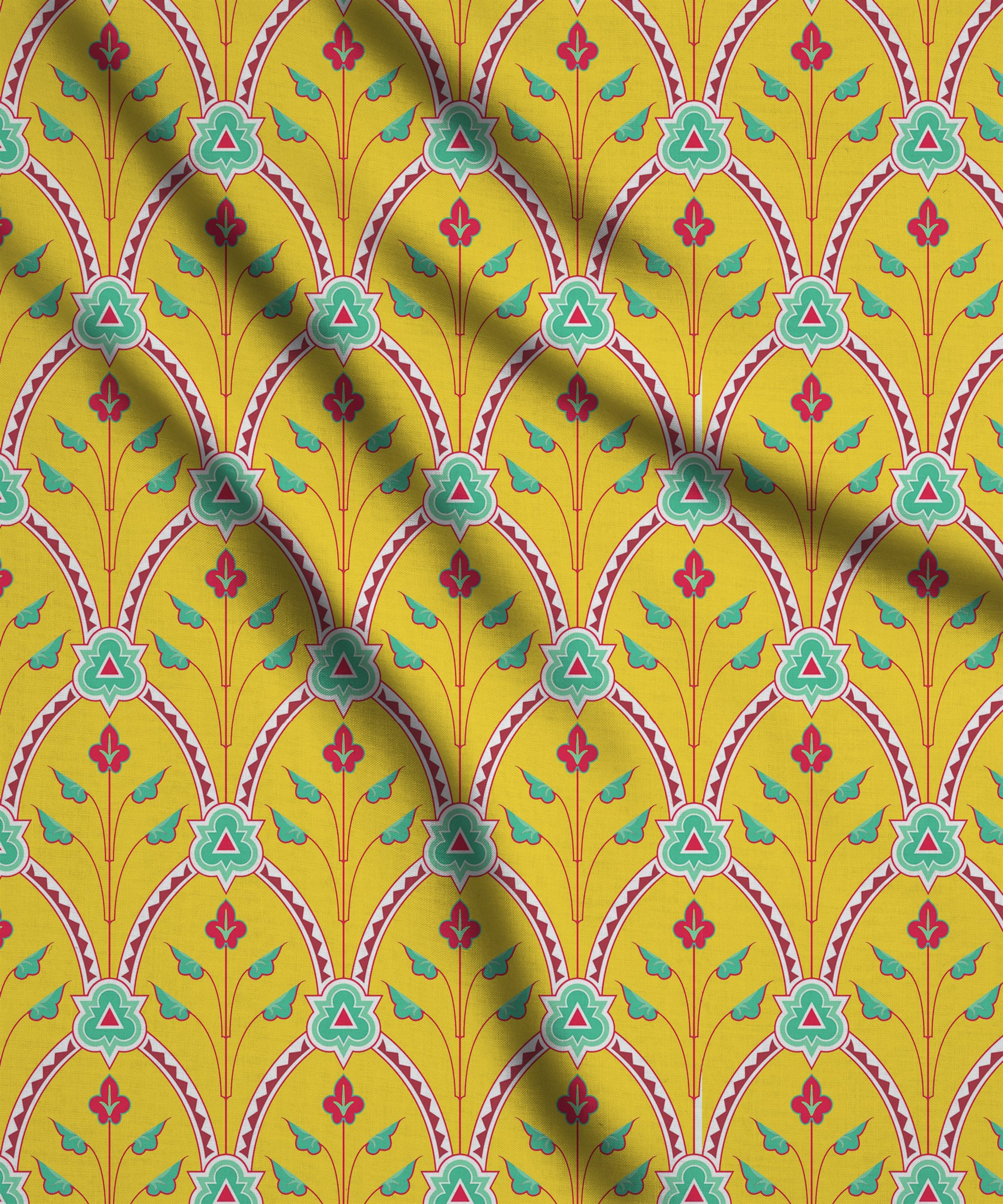 Buy Yellow Classic Floral Print Online at Wholesale Prices | – Fabric Depot