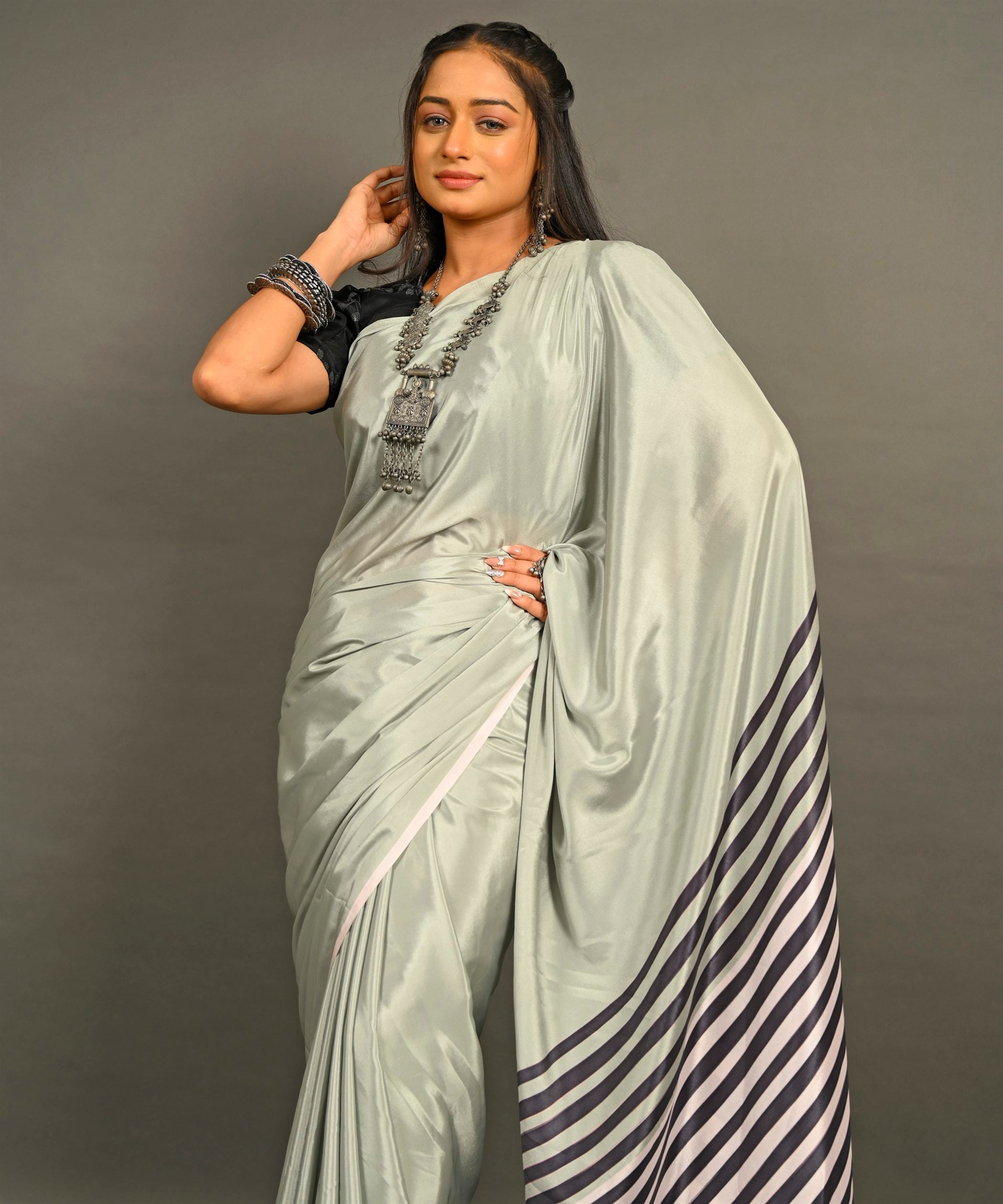 Pre-Draped Ready To Wear Designer Saree With Pocket