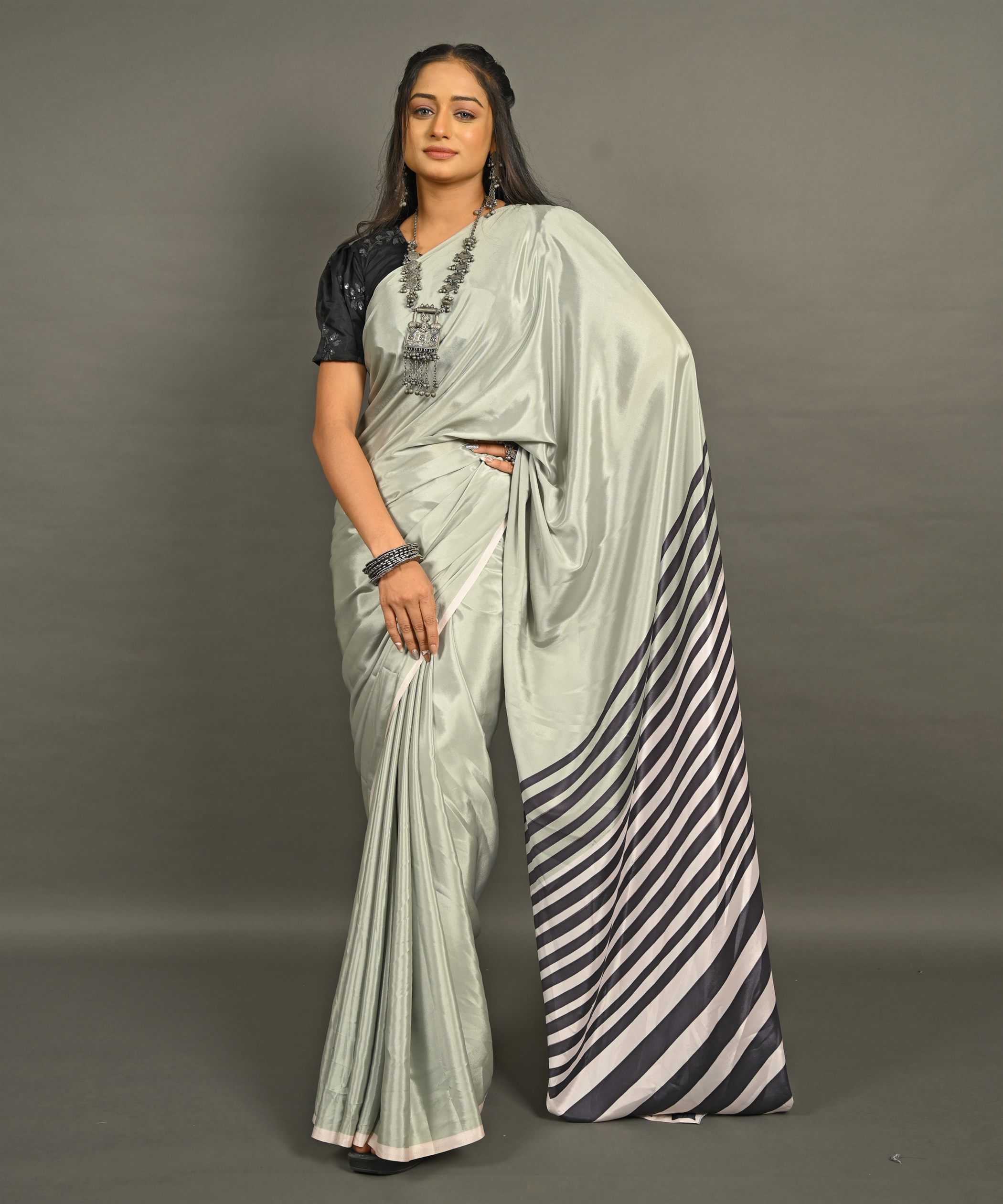 Pre-Draped Ready To Wear Designer Saree With Pocket