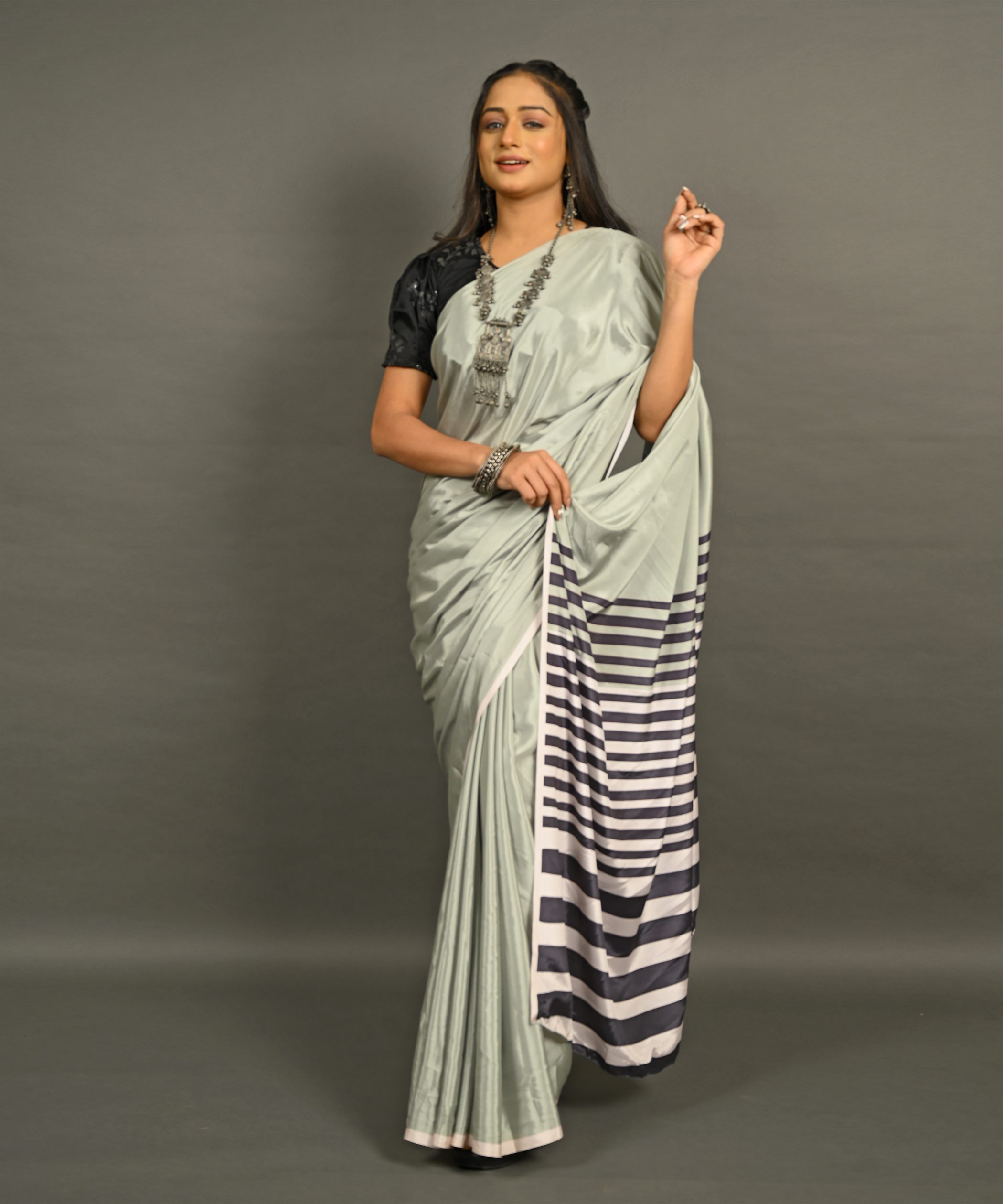 Pre-Draped Ready To Wear Designer Saree With Pocket