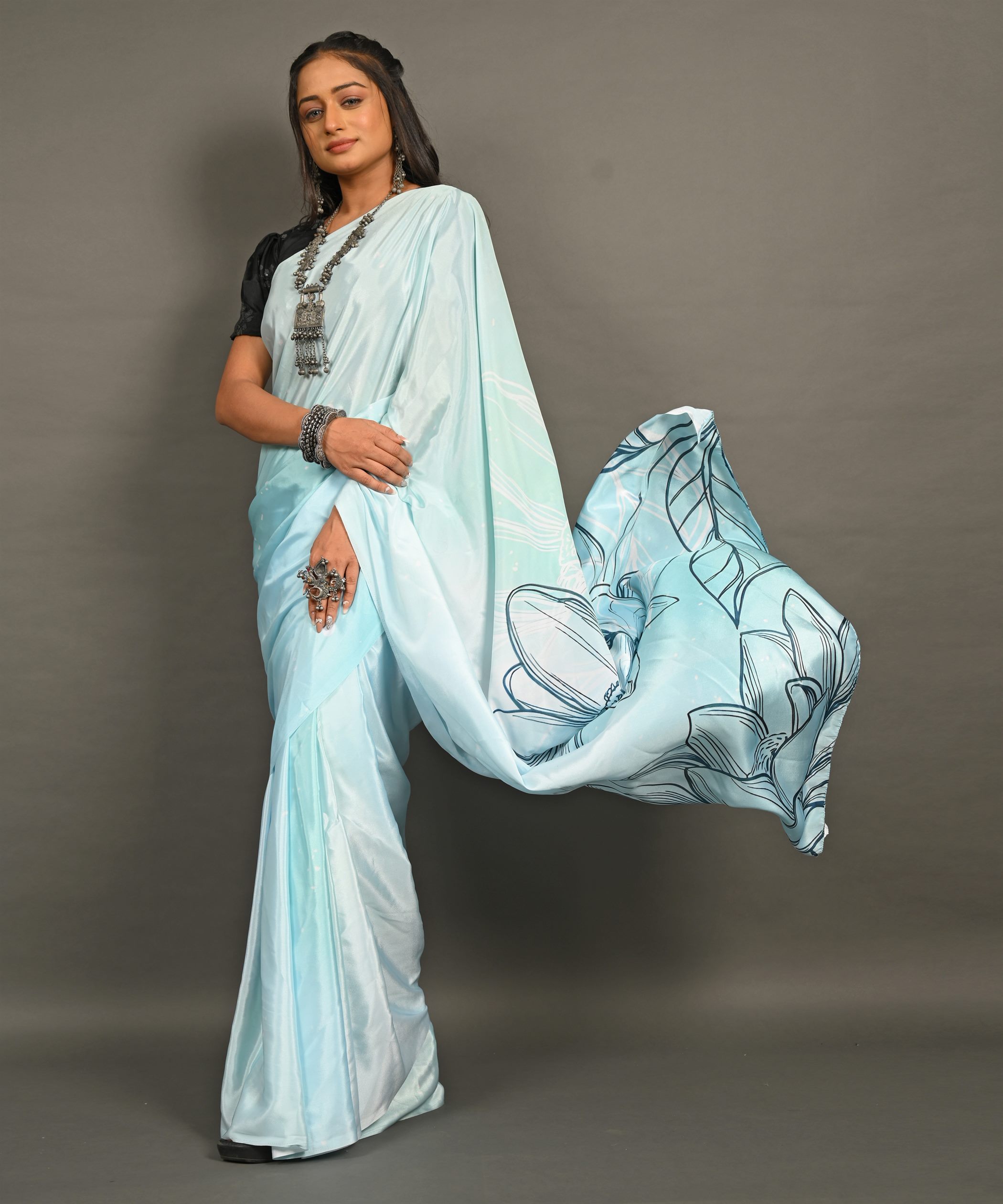 Pre-Draped Ready To Wear Designer Saree With Pocket